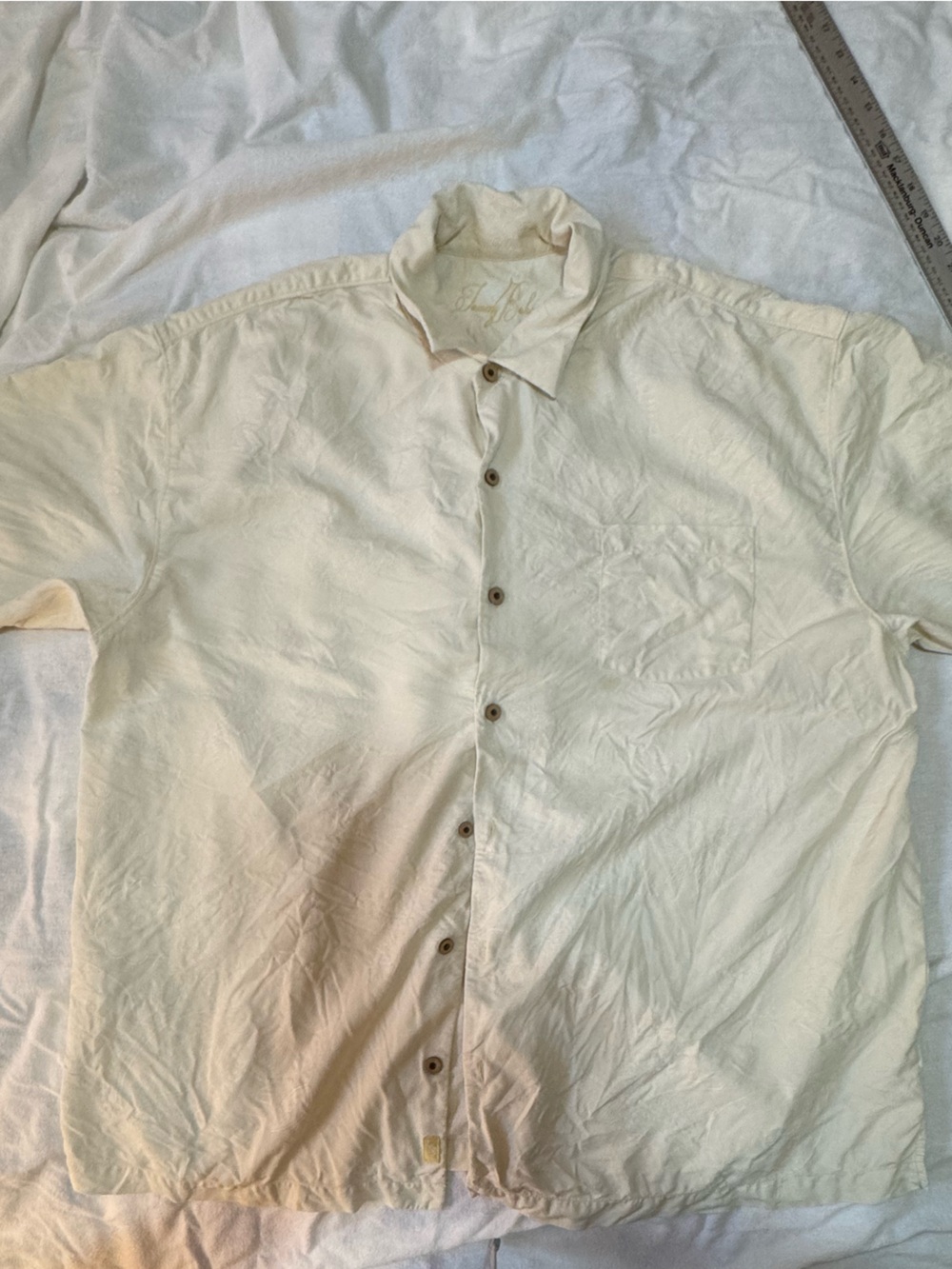 Tommy Bahama 100% Silk Camp Shirt XXL Cream Ivory Short Sleeve - Picture 2 of 9